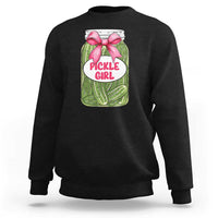 Funny Pickle Girl Sweatshirt Canned Dill Cucumber Pink Bow Coquette - Wonder Print Shop