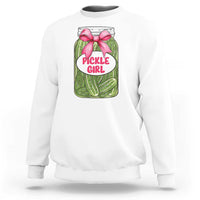 Funny Pickle Girl Sweatshirt Canned Dill Cucumber Pink Bow Coquette - Wonder Print Shop