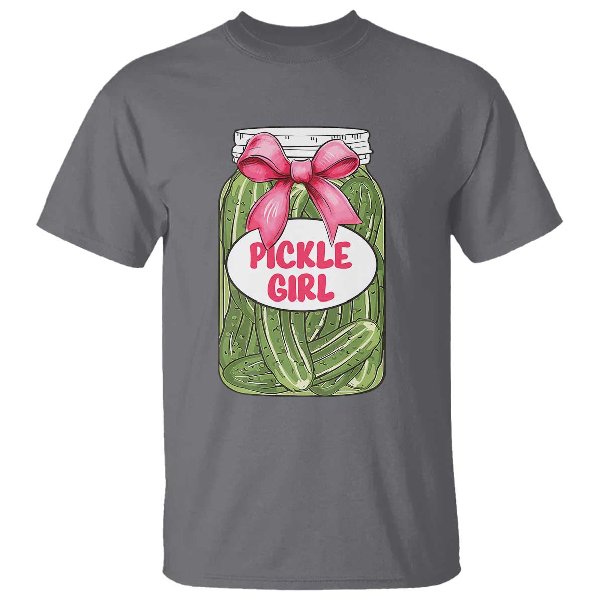 Funny Pickle Girl T Shirt Canned Dill Cucumber Pink Bow Coquette - Wonder Print Shop