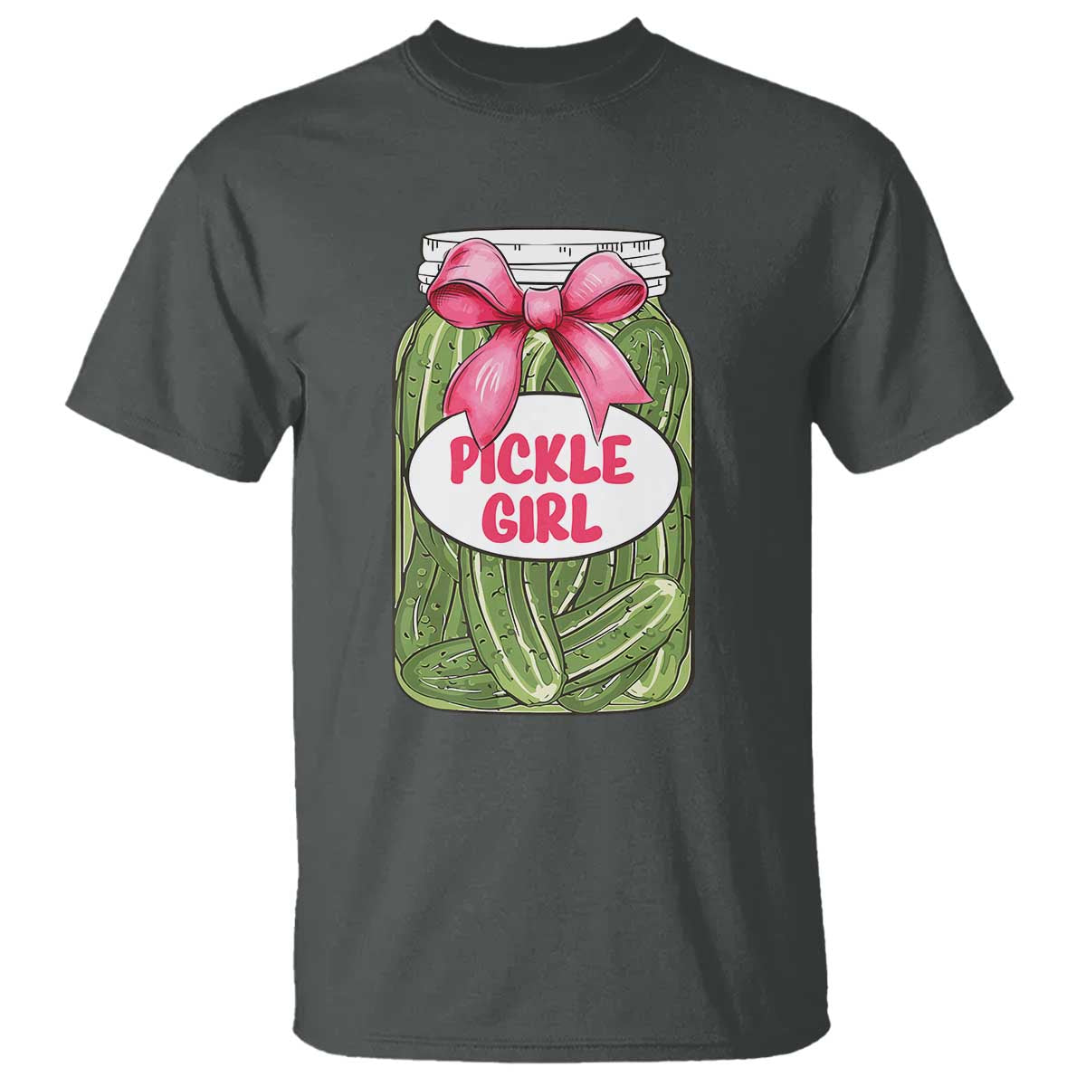 Funny Pickle Girl T Shirt Canned Dill Cucumber Pink Bow Coquette - Wonder Print Shop