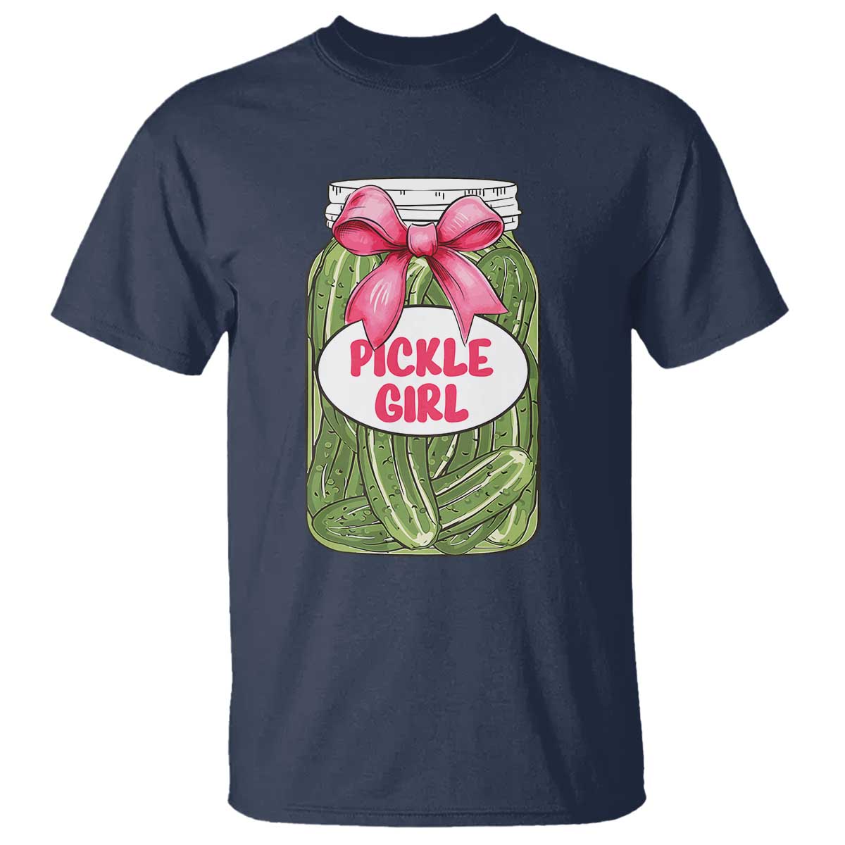 Funny Pickle Girl T Shirt Canned Dill Cucumber Pink Bow Coquette - Wonder Print Shop