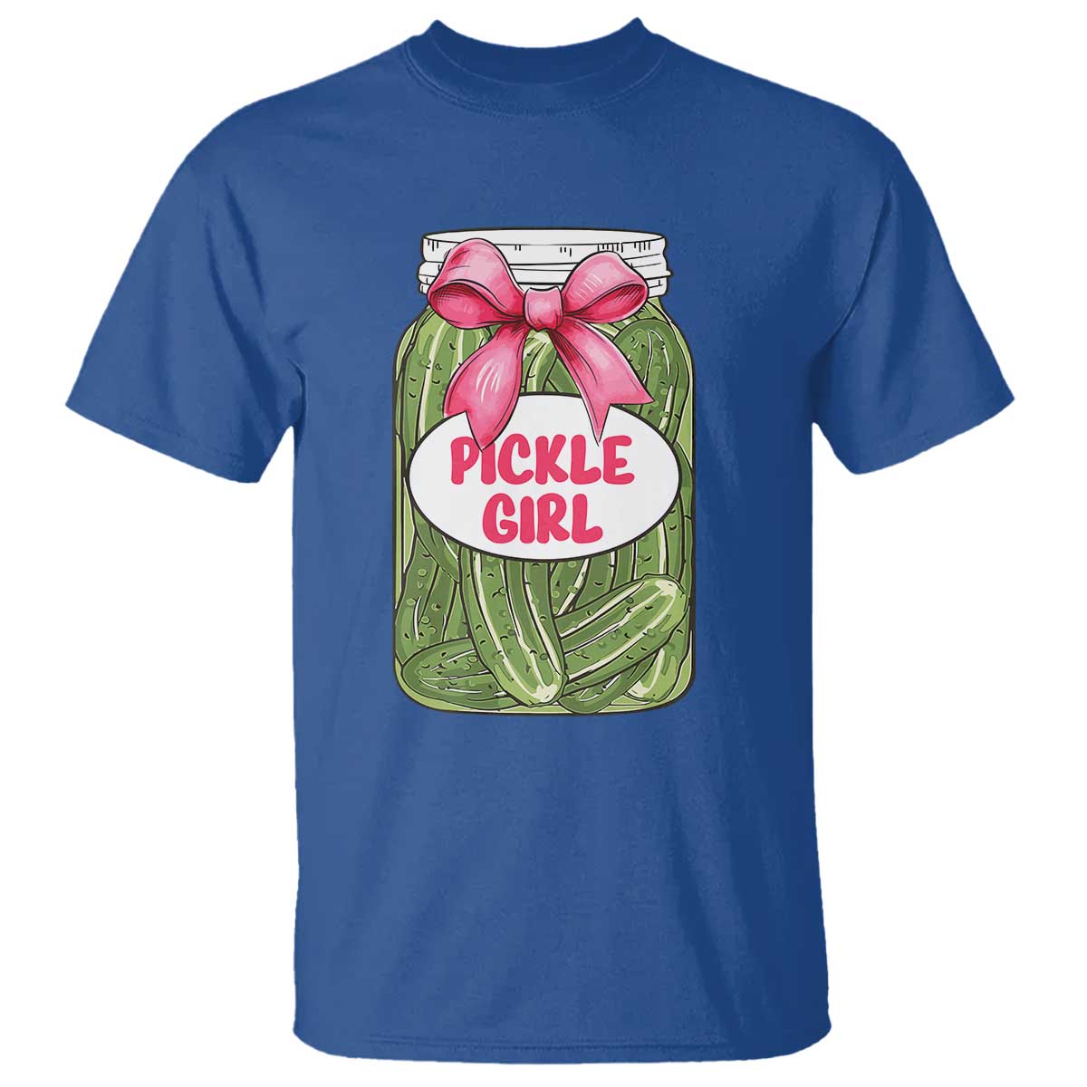 Funny Pickle Girl T Shirt Canned Dill Cucumber Pink Bow Coquette - Wonder Print Shop