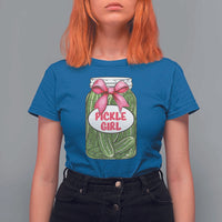 Funny Pickle Girl T Shirt For Women Canned Dill Cucumber Pink Bow Coquette - Wonder Print Shop