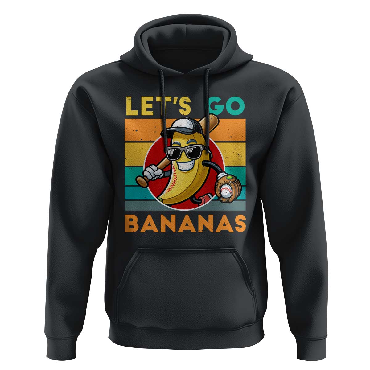 Funny Baseball Hoodie Let's Go Bananas Bat Ball Sport - Wonder Print Shop
