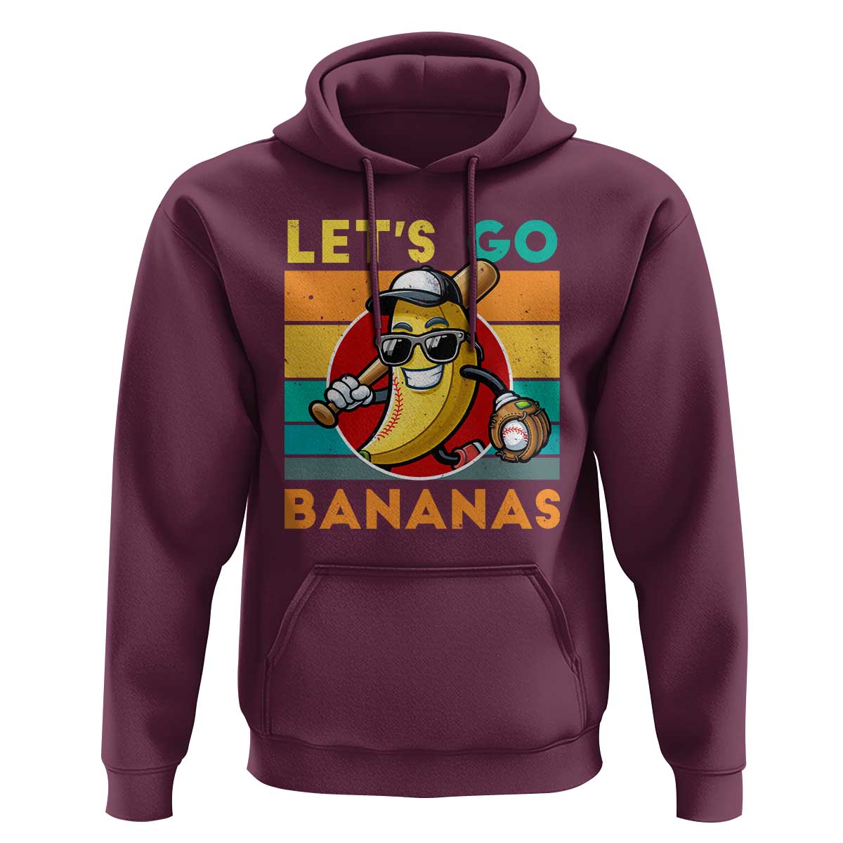 Funny Baseball Hoodie Let's Go Bananas Bat Ball Sport - Wonder Print Shop
