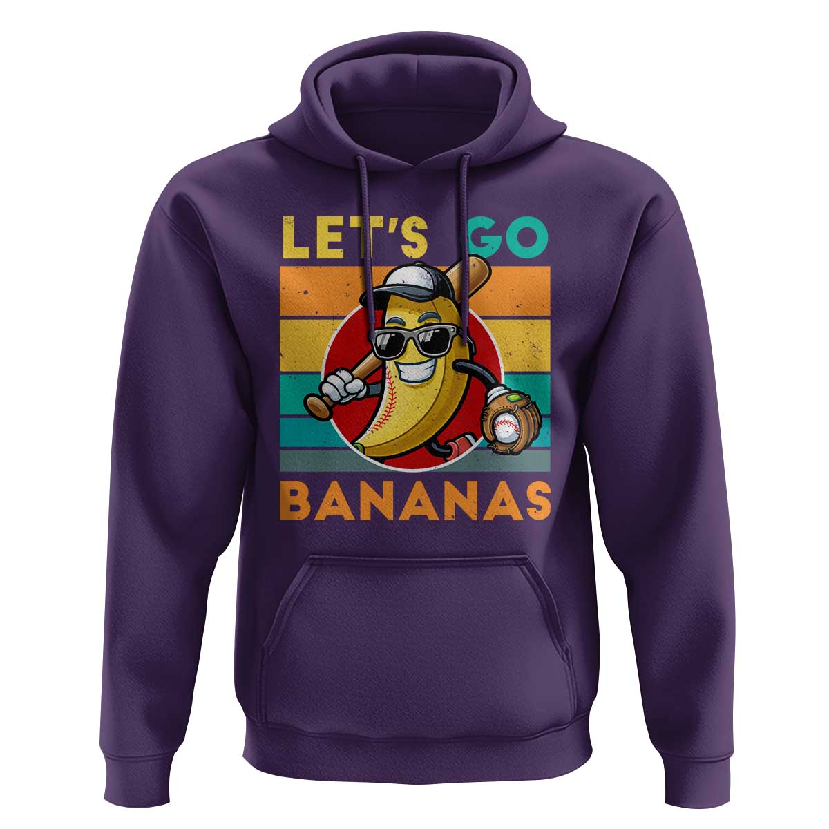 Funny Baseball Hoodie Let's Go Bananas Bat Ball Sport - Wonder Print Shop