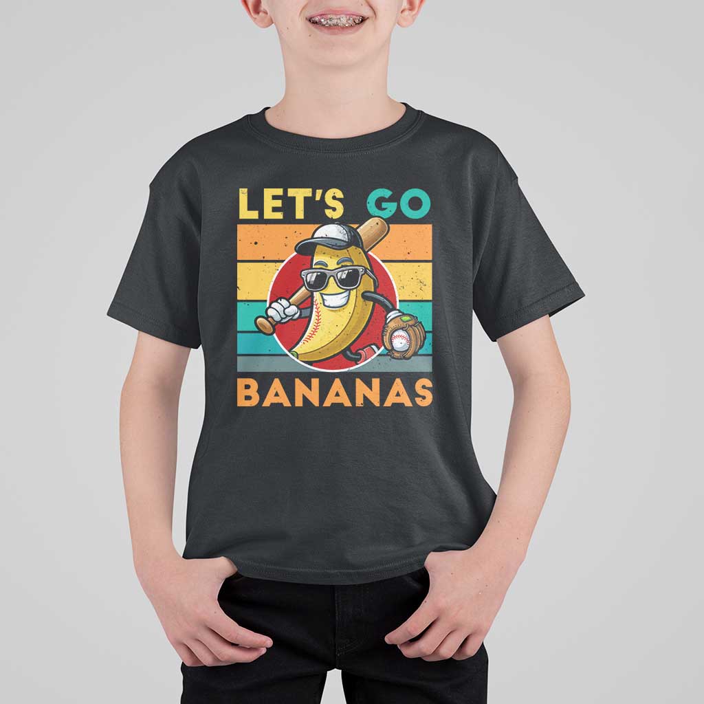Funny Baseball T Shirt For Kid Let's Go Bananas Bat Ball Sport - Wonder Print Shop