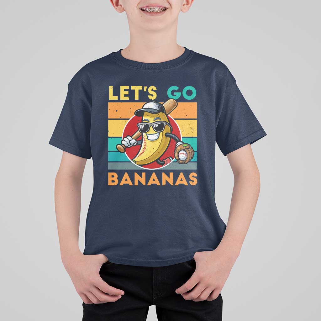 Funny Baseball T Shirt For Kid Let's Go Bananas Bat Ball Sport - Wonder Print Shop