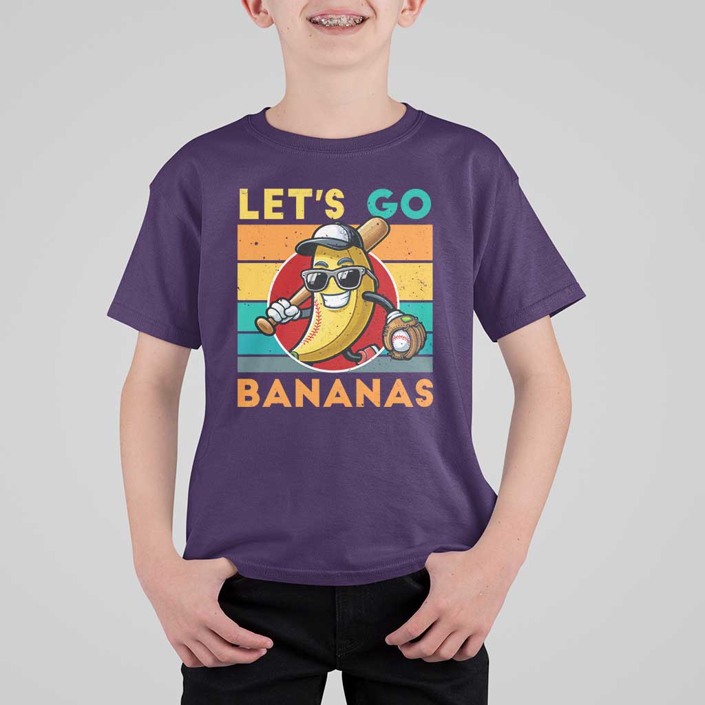 Funny Baseball T Shirt For Kid Let's Go Bananas Bat Ball Sport - Wonder Print Shop