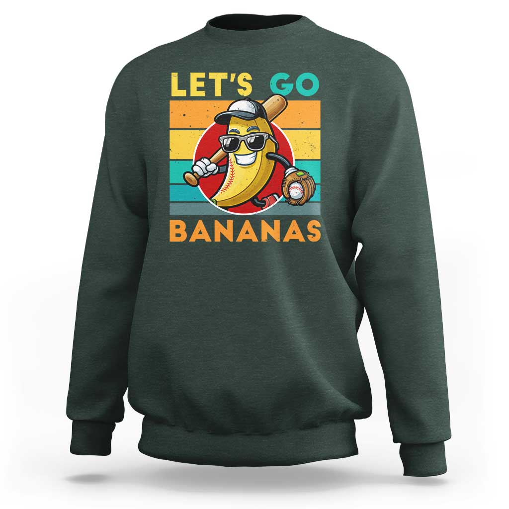Funny Baseball Sweatshirt Let's Go Bananas Bat Ball Sport - Wonder Print Shop