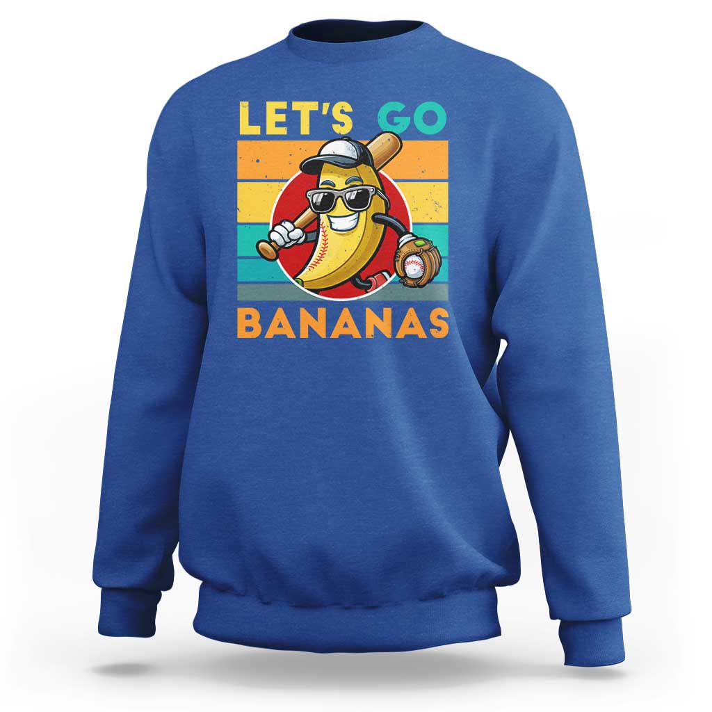 Funny Baseball Sweatshirt Let's Go Bananas Bat Ball Sport - Wonder Print Shop