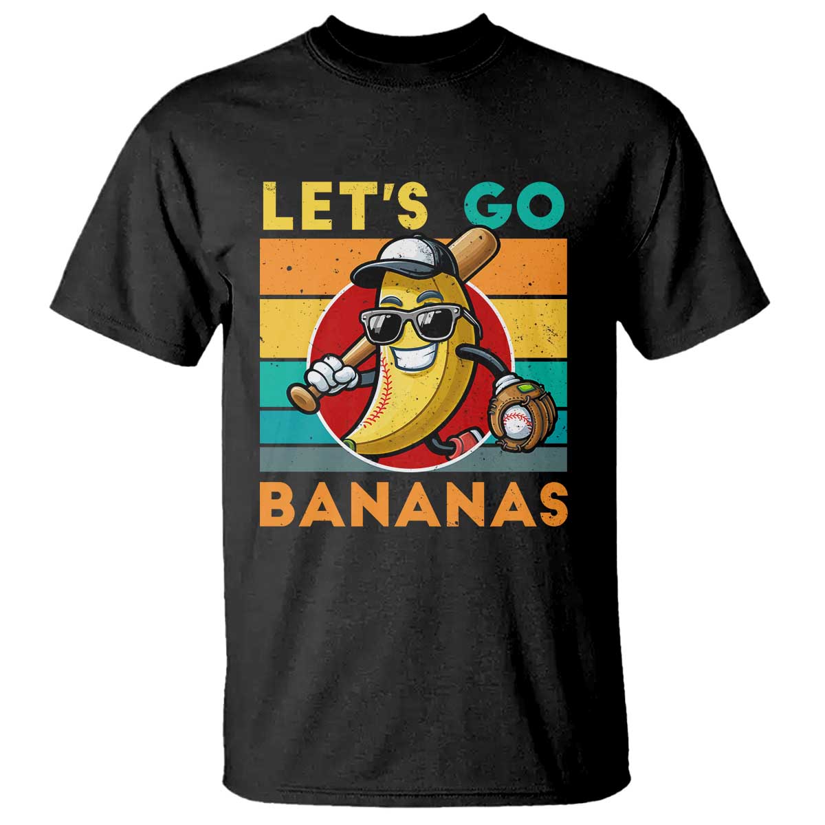 Funny Baseball T Shirt Let's Go Bananas Bat Ball Sport - Wonder Print Shop