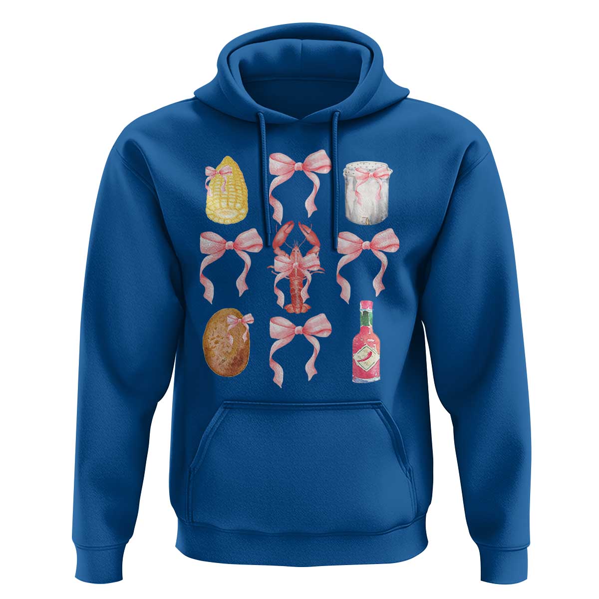 Funny Crawfish Bow Pink Hoodie Cute Coquette Y2k Clean Girl Aesthetic - Wonder Print Shop