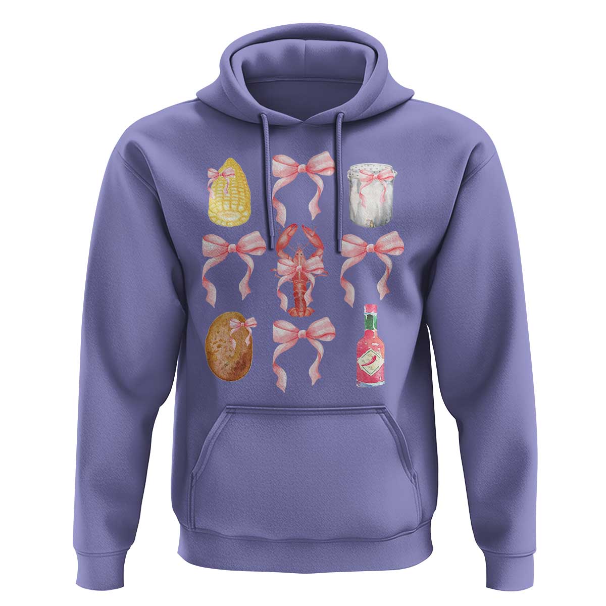 Funny Crawfish Bow Pink Hoodie Cute Coquette Y2k Clean Girl Aesthetic - Wonder Print Shop