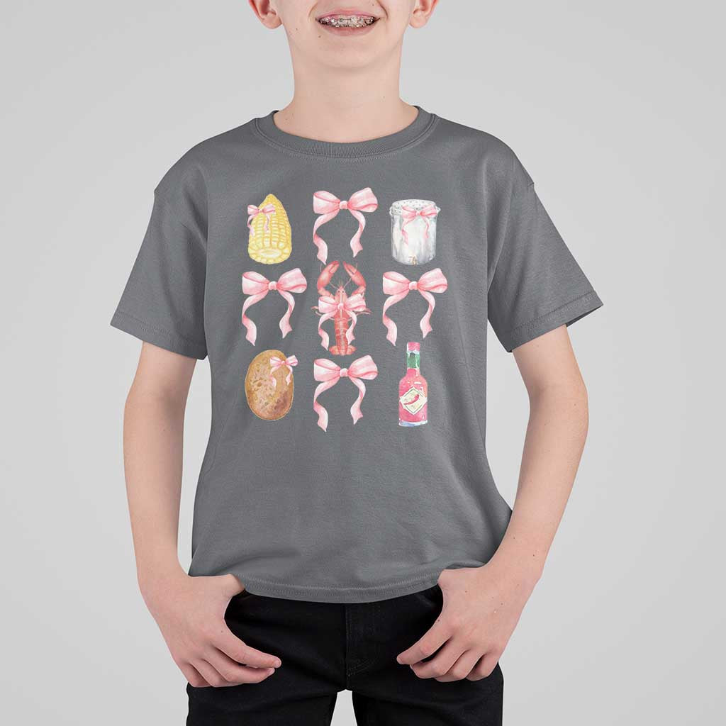 Funny Crawfish Bow Pink T Shirt For Kid Cute Coquette Y2k Clean Girl Aesthetic - Wonder Print Shop