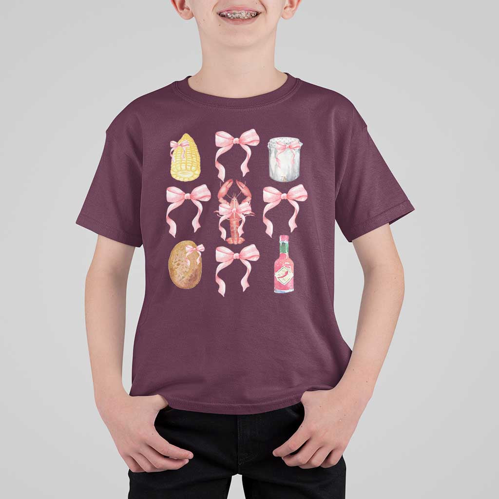 Funny Crawfish Bow Pink T Shirt For Kid Cute Coquette Y2k Clean Girl Aesthetic - Wonder Print Shop