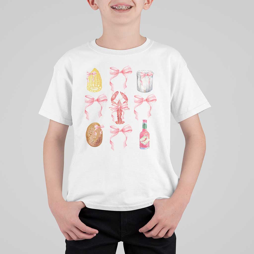 Funny Crawfish Bow Pink T Shirt For Kid Cute Coquette Y2k Clean Girl Aesthetic - Wonder Print Shop