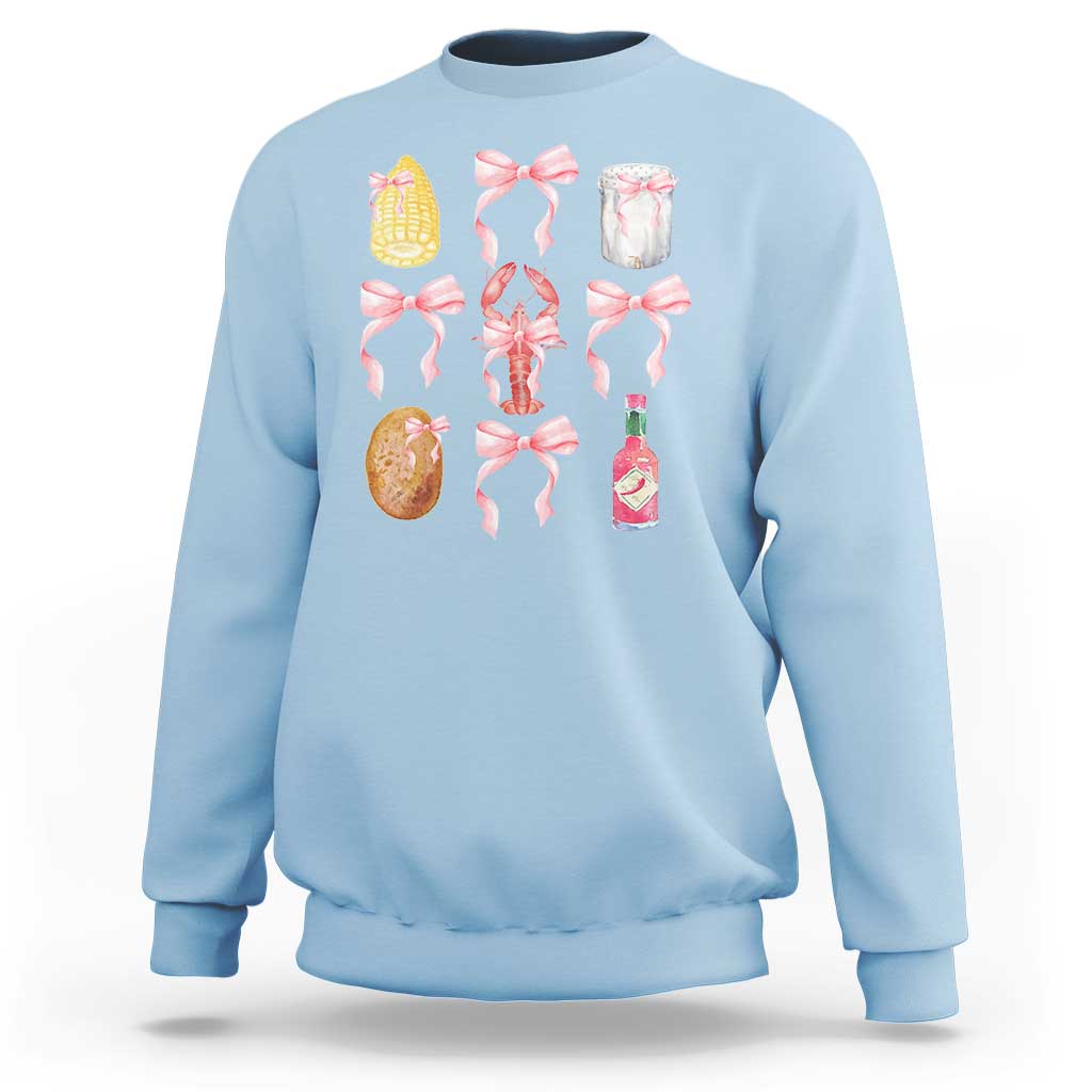 Funny Crawfish Bow Pink Sweatshirt Cute Coquette Y2k Clean Girl Aesthetic - Wonder Print Shop