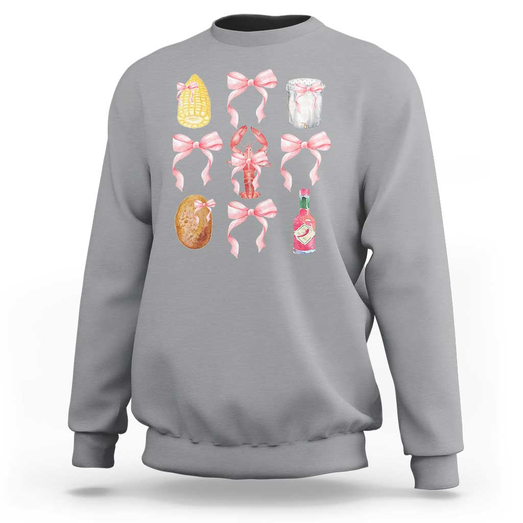 Funny Crawfish Bow Pink Sweatshirt Cute Coquette Y2k Clean Girl Aesthetic - Wonder Print Shop