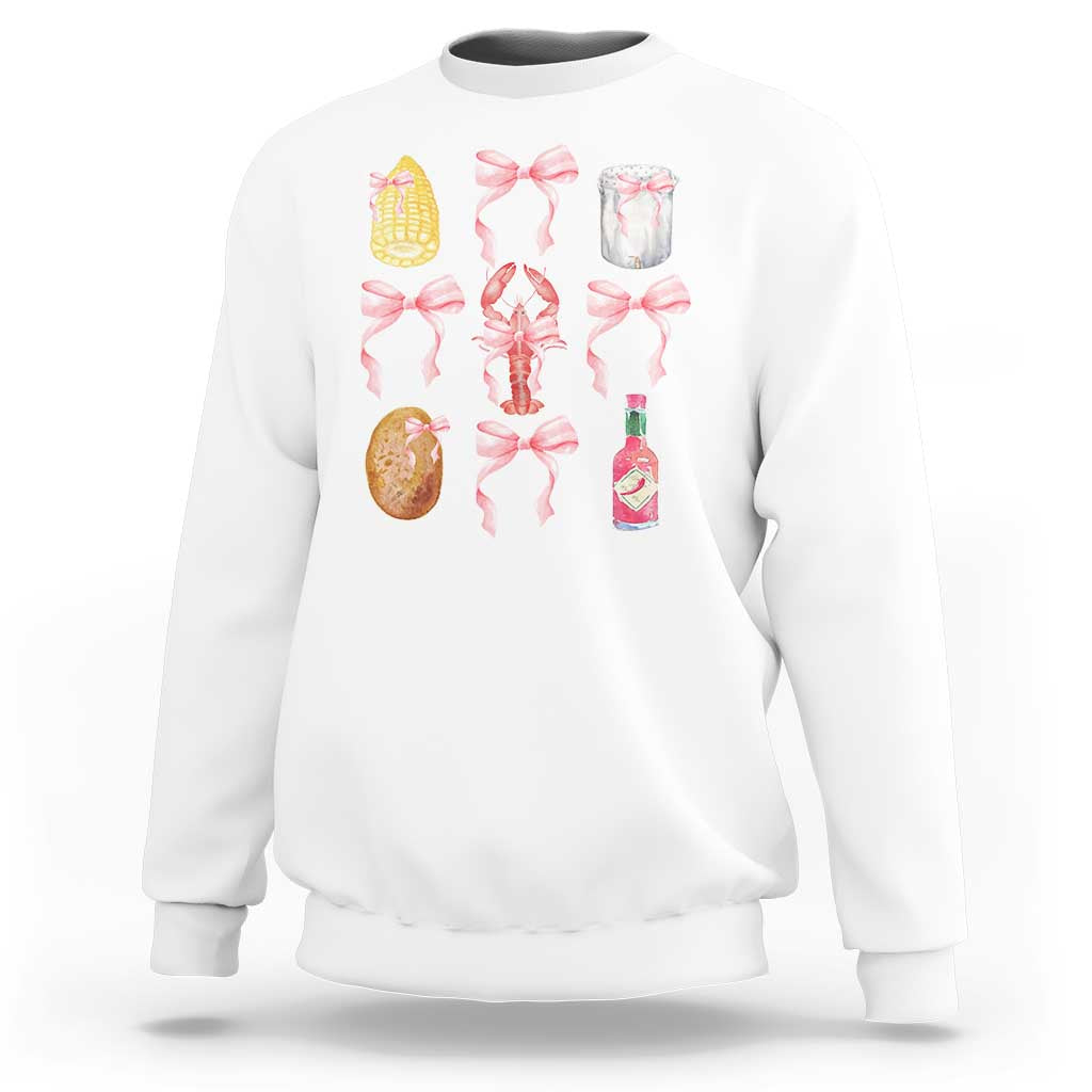Funny Crawfish Bow Pink Sweatshirt Cute Coquette Y2k Clean Girl Aesthetic - Wonder Print Shop