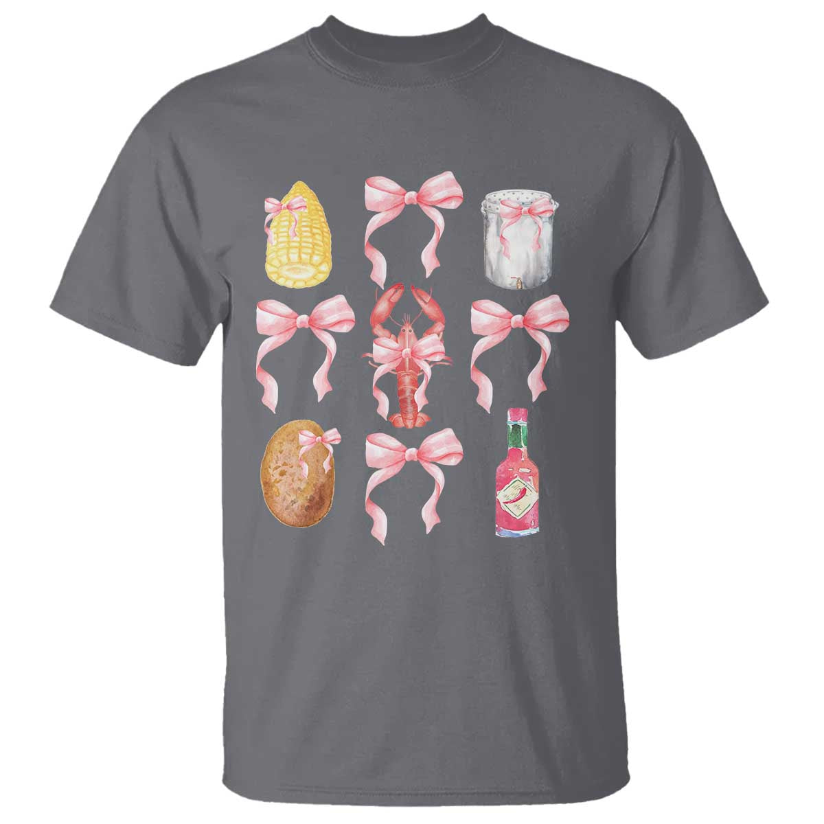 Funny Crawfish Bow Pink T Shirt Cute Coquette Y2k Clean Girl Aesthetic - Wonder Print Shop