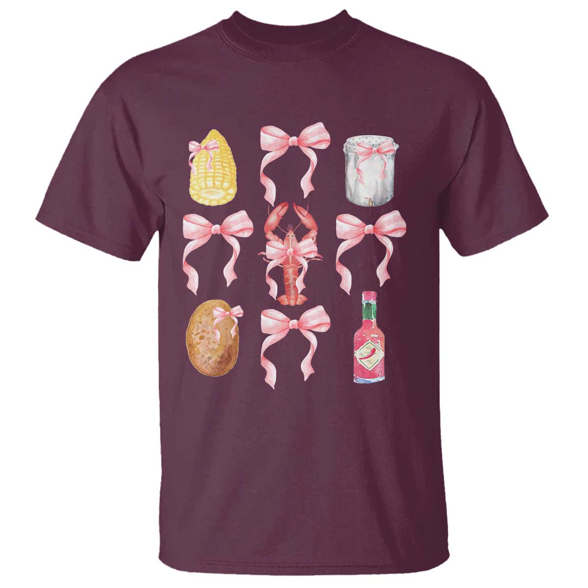 Funny Crawfish Bow Pink T Shirt Cute Coquette Y2k Clean Girl Aesthetic - Wonder Print Shop