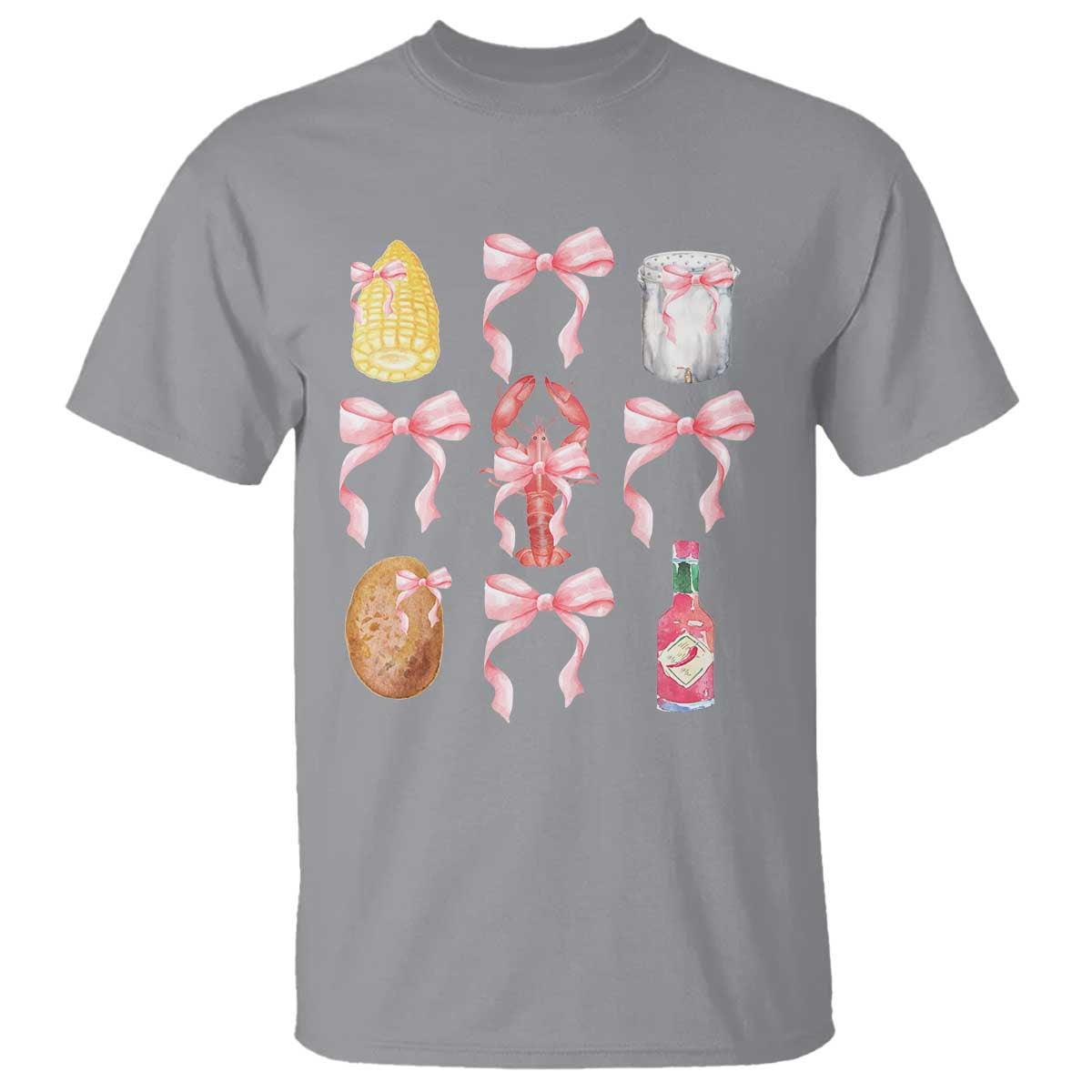 Funny Crawfish Bow Pink T Shirt Cute Coquette Y2k Clean Girl Aesthetic - Wonder Print Shop