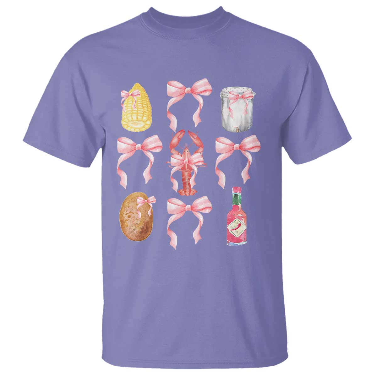 Funny Crawfish Bow Pink T Shirt Cute Coquette Y2k Clean Girl Aesthetic - Wonder Print Shop