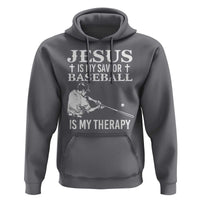 Jesus Is My Savior Baseball Is My Therapy Hoodie Funny Christian Sports Lover Player - Wonder Print Shop