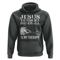 Jesus Is My Savior Baseball Is My Therapy Hoodie Funny Christian Sports Lover Player - Wonder Print Shop