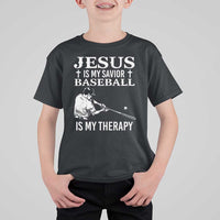 Jesus Is My Savior Baseball Is My Therapy T Shirt For Kid Funny Christian Sports Lover Player - Wonder Print Shop