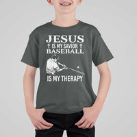 Jesus Is My Savior Baseball Is My Therapy T Shirt For Kid Funny Christian Sports Lover Player - Wonder Print Shop