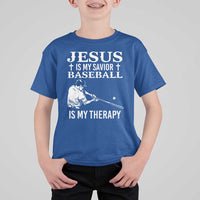 Jesus Is My Savior Baseball Is My Therapy T Shirt For Kid Funny Christian Sports Lover Player - Wonder Print Shop