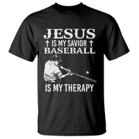 Jesus Is My Savior Baseball Is My Therapy T Shirt Funny Christian Sports Lover Player - Wonder Print Shop