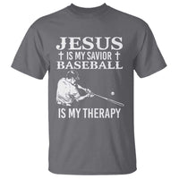 Jesus Is My Savior Baseball Is My Therapy T Shirt Funny Christian Sports Lover Player - Wonder Print Shop
