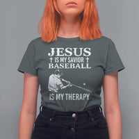 Jesus Is My Savior Baseball Is My Therapy T Shirt For Women Funny Christian Sports Lover Player - Wonder Print Shop