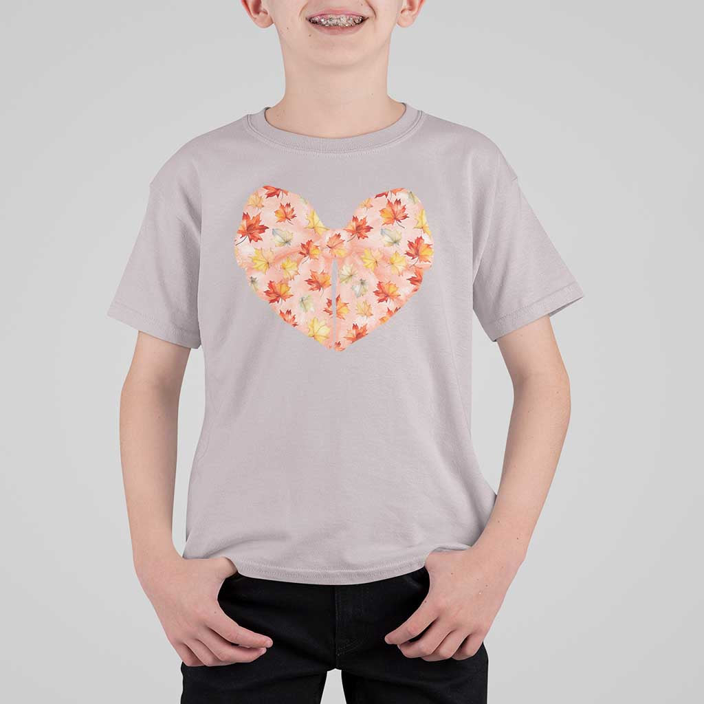 Coquette Canadian Girly T Shirt For Kid Canada Day Flag Maple Leaf Orange Bow Girls Aesthetic - Wonder Print Shop