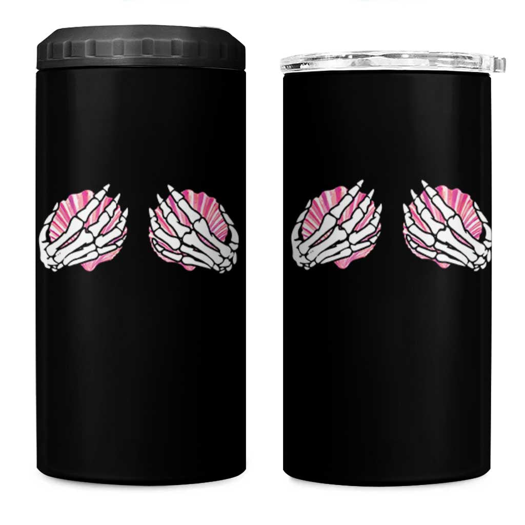 Funny Skeleton Hands Seashell Bikini Halloween Beach 4 in 1 Can Cooler Tumbler - Wonder Print Shop