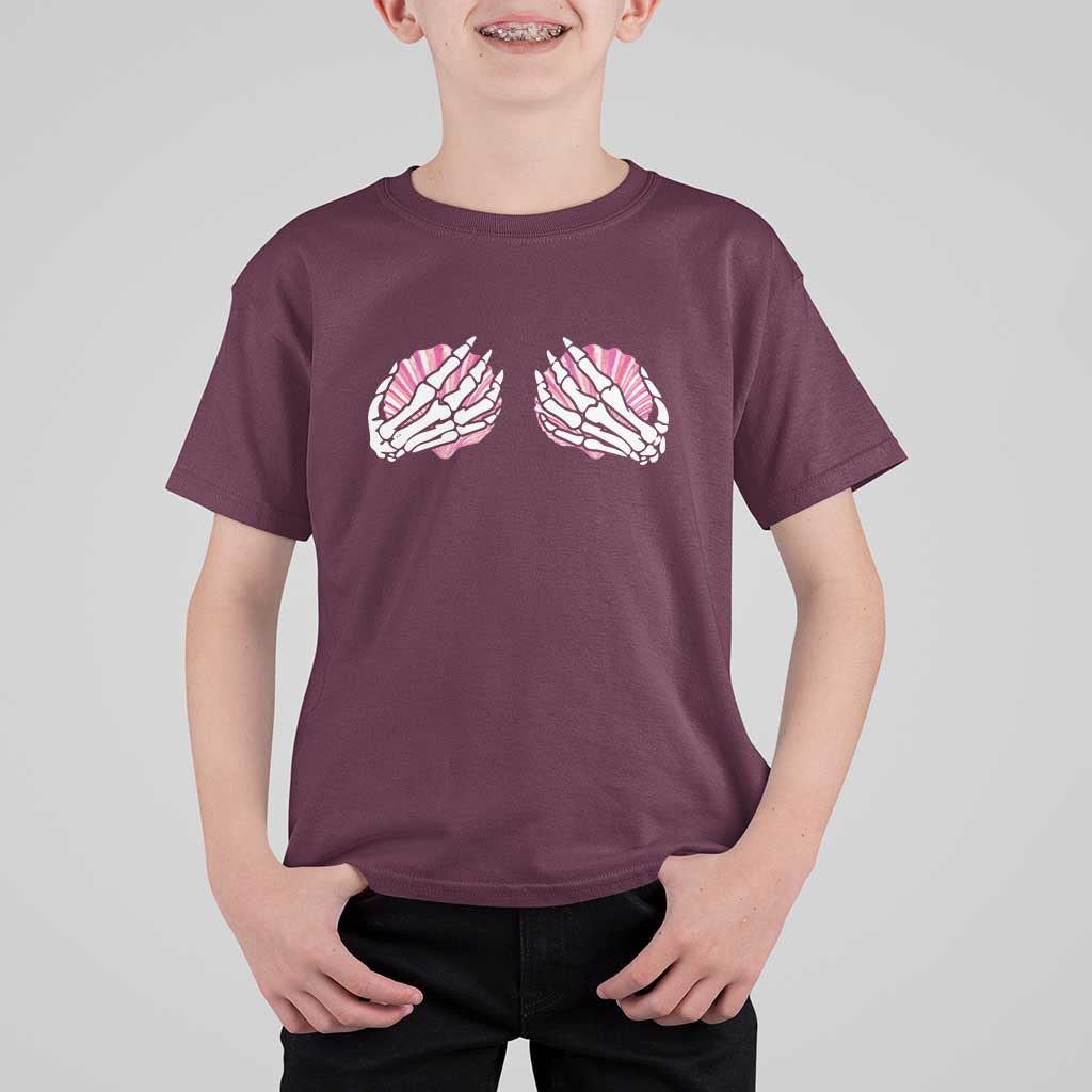 Funny Skeleton Hands Seashell Bikini Halloween Beach T Shirt For Kid - Wonder Print Shop