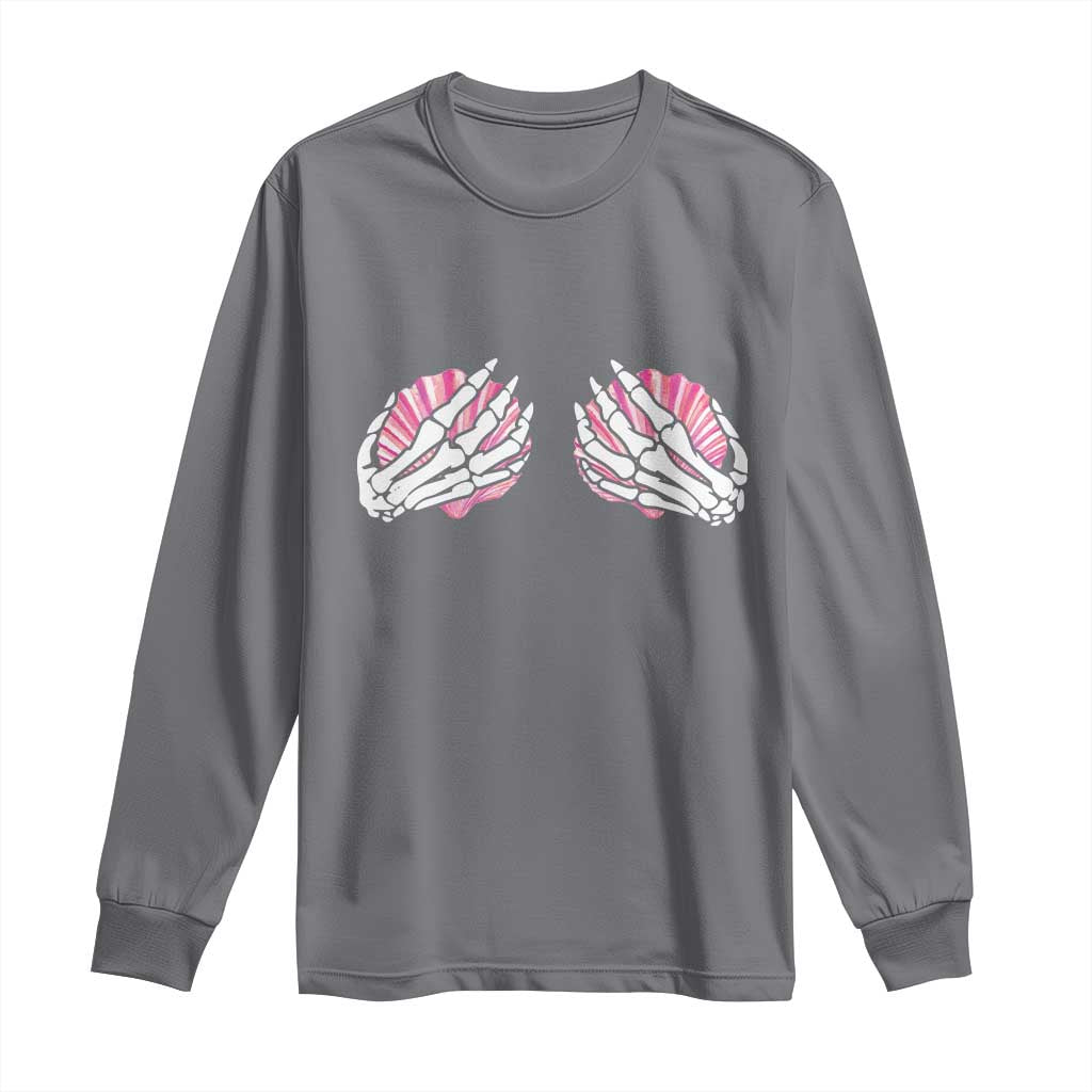 Funny Skeleton Hands Seashell Bikini Halloween Beach Long Sleeve Shirt - Wonder Print Shop