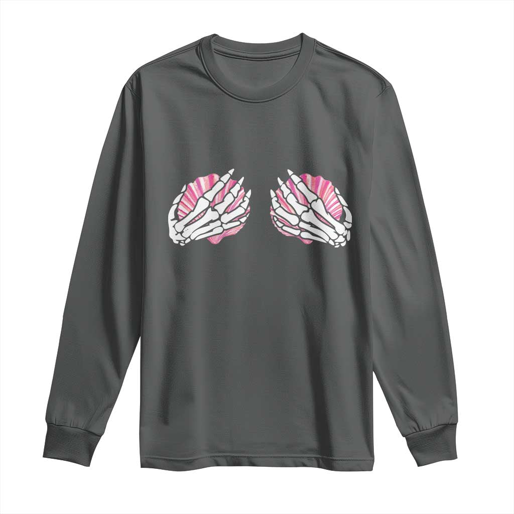 Funny Skeleton Hands Seashell Bikini Halloween Beach Long Sleeve Shirt - Wonder Print Shop