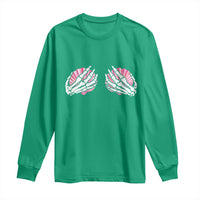 Funny Skeleton Hands Seashell Bikini Halloween Beach Long Sleeve Shirt - Wonder Print Shop