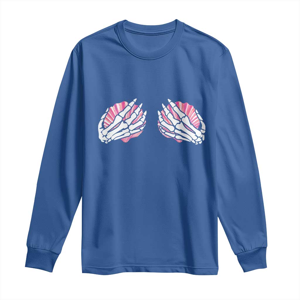 Funny Skeleton Hands Seashell Bikini Halloween Beach Long Sleeve Shirt - Wonder Print Shop