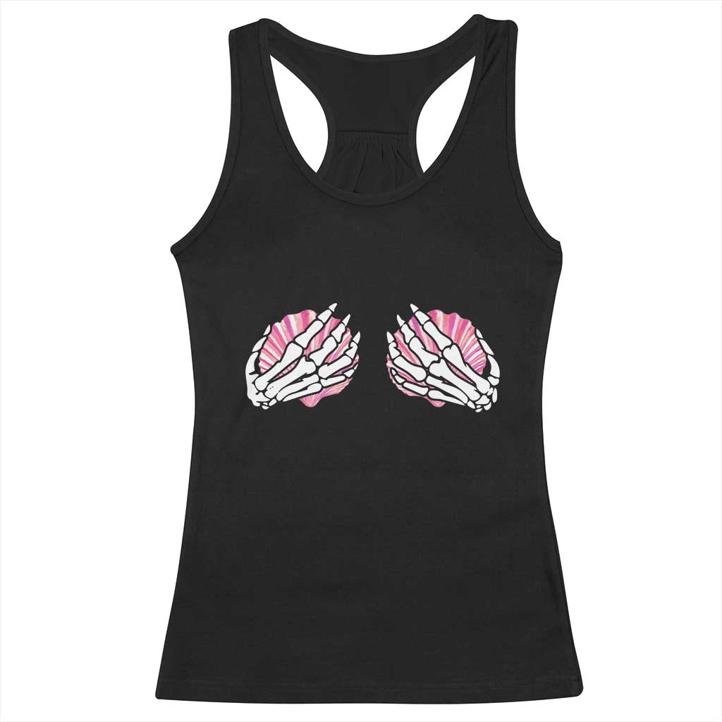 Funny Skeleton Hands Seashell Bikini Halloween Beach Racerback Tank Top - Wonder Print Shop