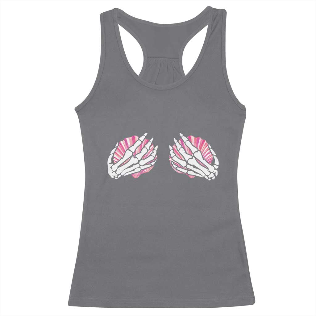 Funny Skeleton Hands Seashell Bikini Halloween Beach Racerback Tank Top - Wonder Print Shop