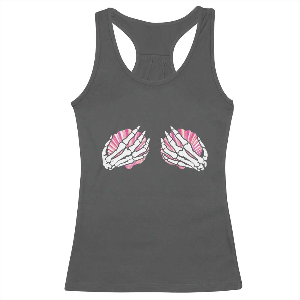 Funny Skeleton Hands Seashell Bikini Halloween Beach Racerback Tank Top - Wonder Print Shop