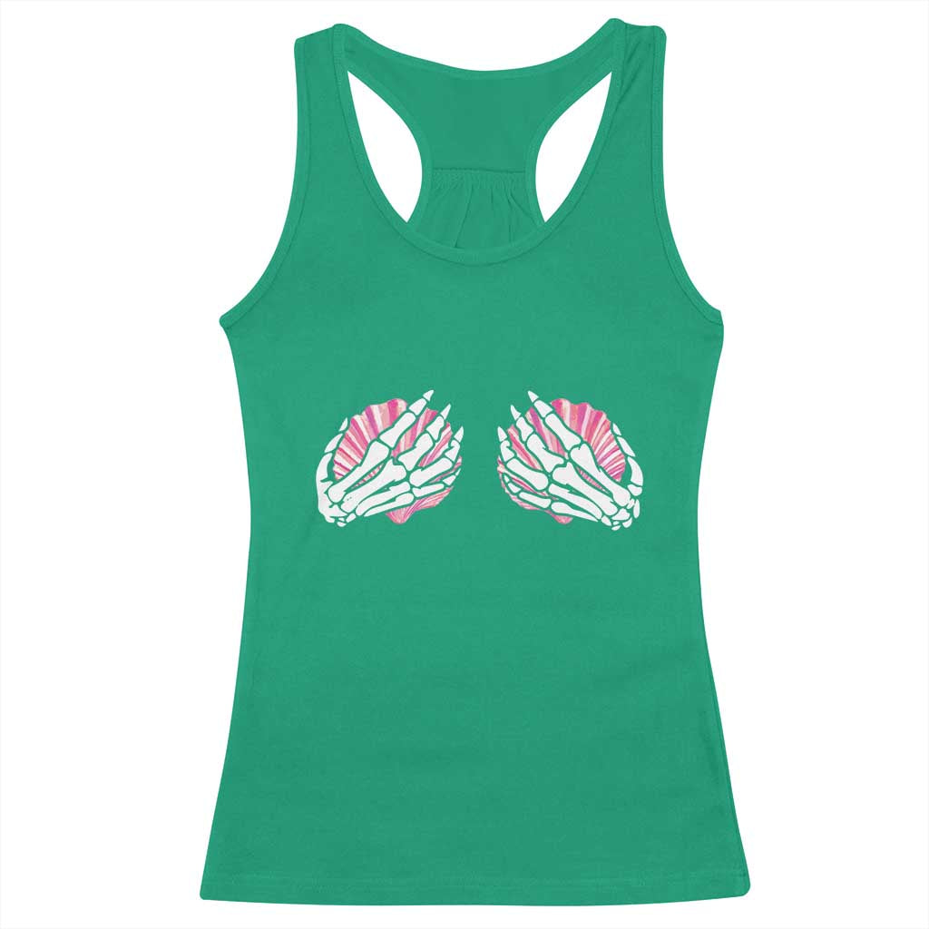 Funny Skeleton Hands Seashell Bikini Halloween Beach Racerback Tank Top - Wonder Print Shop
