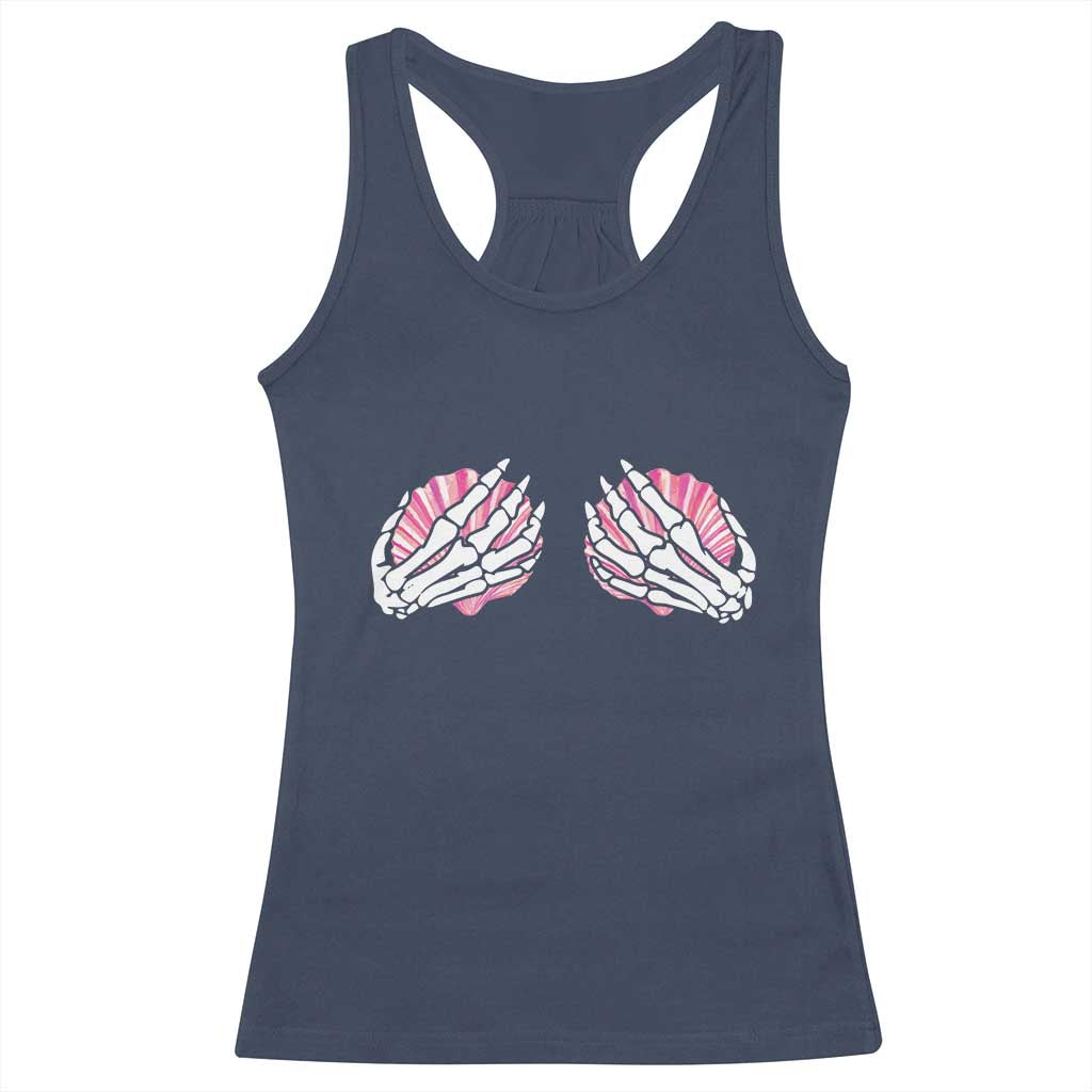 Funny Skeleton Hands Seashell Bikini Halloween Beach Racerback Tank Top - Wonder Print Shop