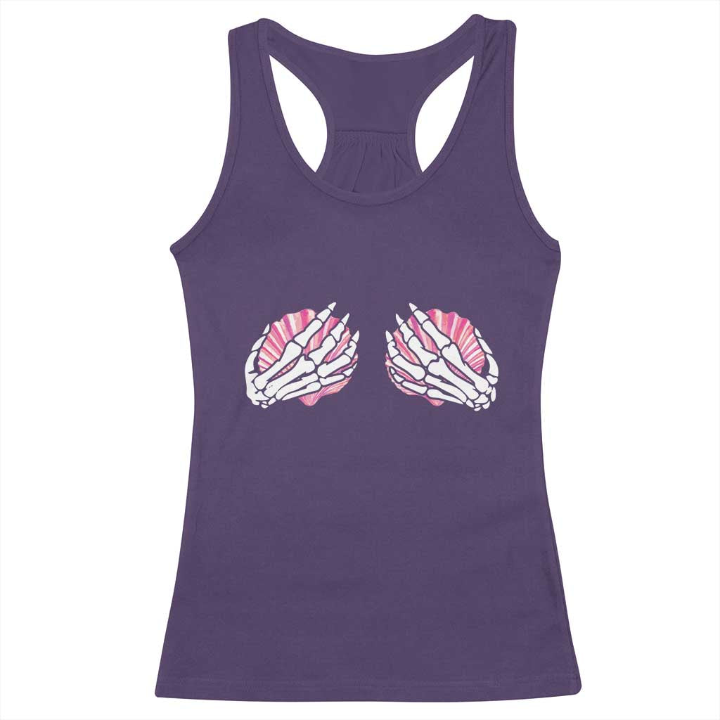 Funny Skeleton Hands Seashell Bikini Halloween Beach Racerback Tank Top - Wonder Print Shop