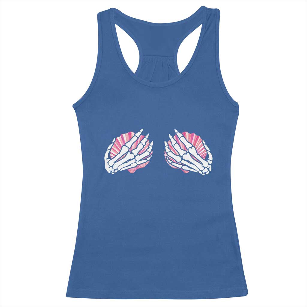 Funny Skeleton Hands Seashell Bikini Halloween Beach Racerback Tank Top - Wonder Print Shop